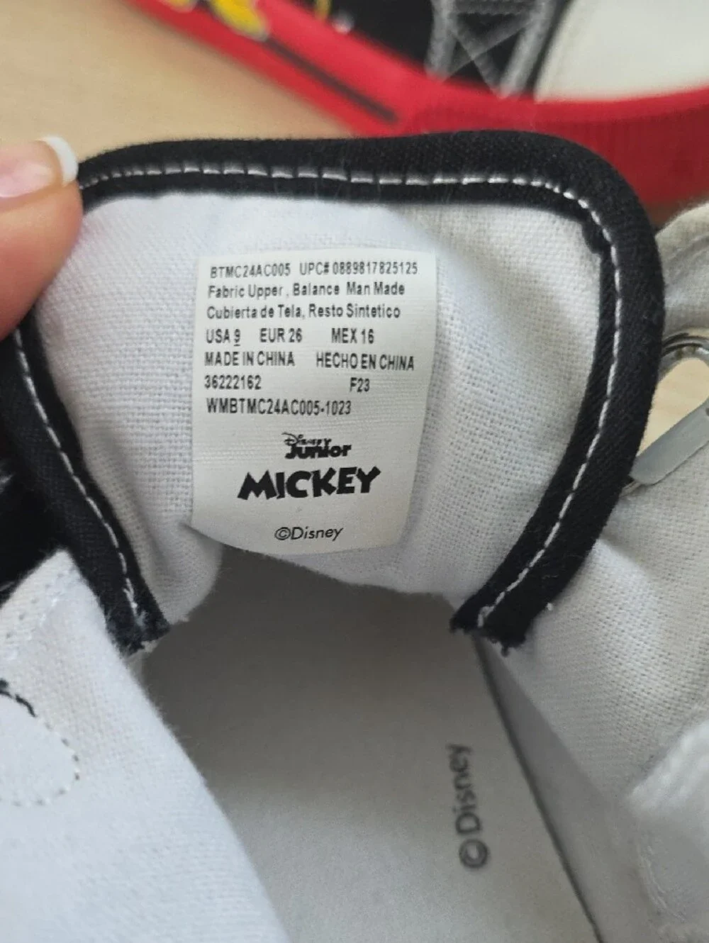 Disney Black, Red & White Mickey High-Top Sneakers for Kids